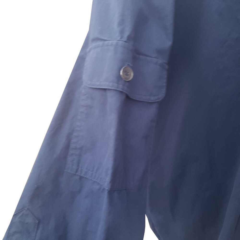 Nehera Shirt Dress 8 Navy Band Collar Long Sleeve Pockets Popover Tunic - Picture 4 of 12
